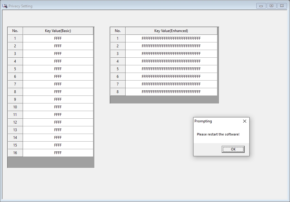 MD-UV390 Plus Privacy Setting with Restart Prompt