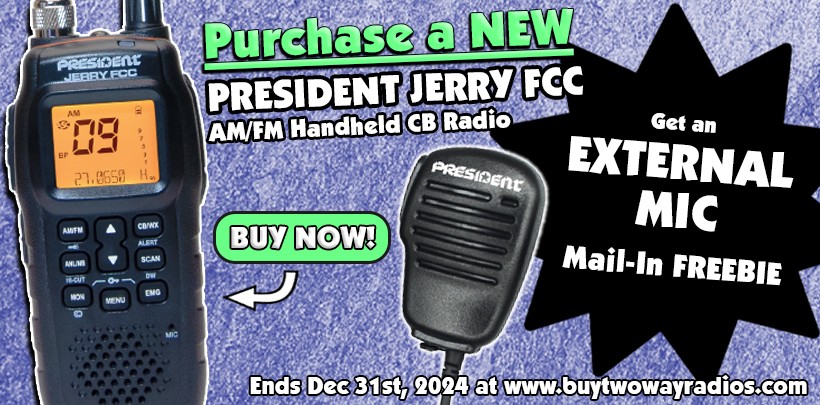 FREE External Microphone with purchase of a President Jerry FCC CB Radio!