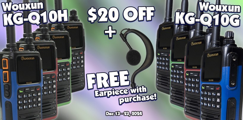 FREE HEO-023 Earpiece with purchase of a Wouxun KG-Q10-SeriesTwo Way Radio!
