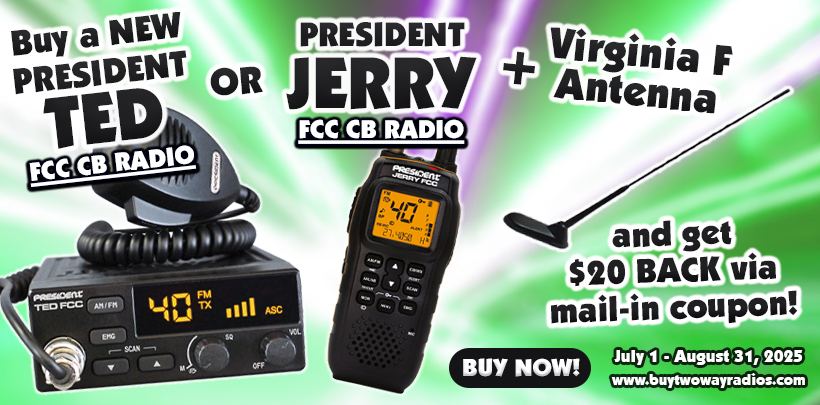Get a $20 Mail-in Rebate on a President CB Radio and antenna bundle!