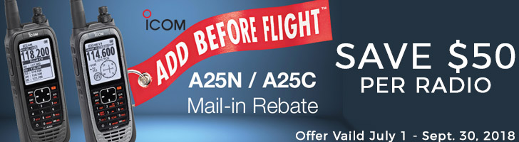$50 Rebate on Icom A25C and A25N Airband Radios!